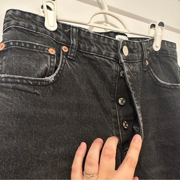 Zara Black Distressed Straight Leg Jeans Size 12 Women’s - Picture 4 of 9